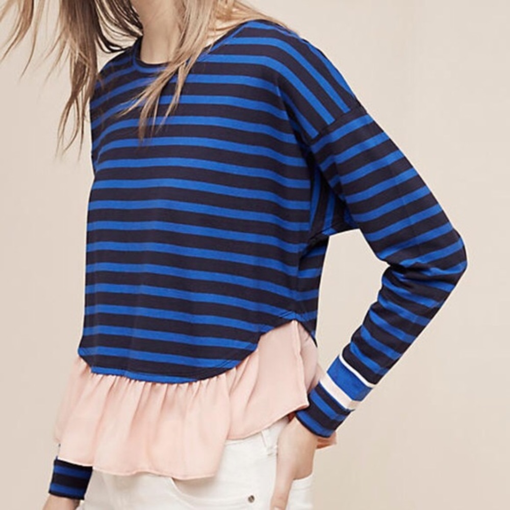 Anthropologie Deletta ruffled Rugby Striped top